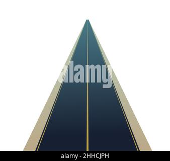 Gute Asphaltstraße. Genau die Straße, die in die Ferne abfährt. Blick von oben. Hochwertige moderne leere Autobahn. Intercity-Bahn in den Vororten. Isoliert auf weißem BA Stock Vektor