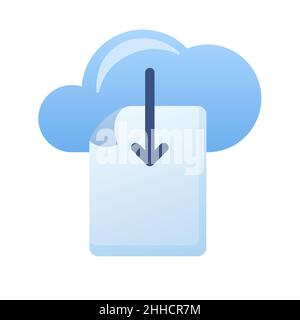 Dokument-Datei herunterladen Papierseite Wolke einzelnes isoliertes Symbol mit glatter Stil Vektor-Illustration Stockfoto