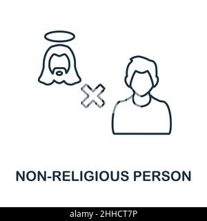 Symbol für nicht-religiöse Personen. Linienelement aus der Menschenrechtssammlung. Lineare nicht-religiöse Person Symbol Zeichen für Web-Design, Infografiken und mehr. Stock Vektor