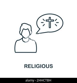 Religiöse Ikone. Linienelement aus der Menschenrechtssammlung. Lineare religiöse Ikone Zeichen für Web-Design, Infografiken und mehr. Stock Vektor