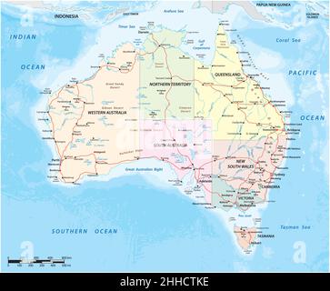 Detaillierte Vektorkarte des australischen Kontinents Stock Vektor