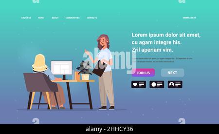 Geschäftsfrauen diskutieren während des Treffens von Geschäftsleuten, die zusammenarbeiten Teamwork-Konzept Stock Vektor