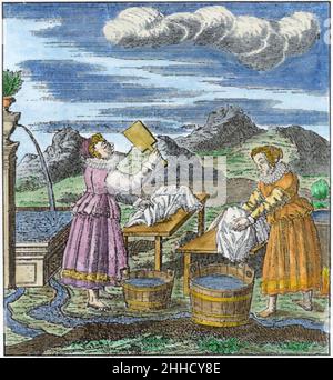 Splendour Solis. Bild 21 - Frauen waschen Kleidung. Stockfoto