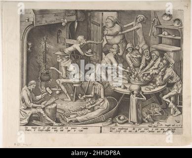 Die dünne Küche 1563 nach Pieter Bruegel dem Älteren Niederlandisch. The Thin Kitchen 392426 Stockfoto