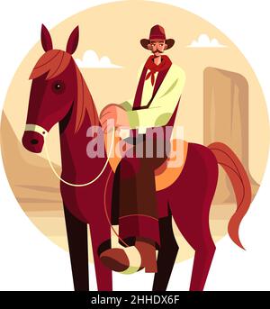 Flaches Design Gaucho Cowboy Illustration Vektor Illustration. Stock Vektor