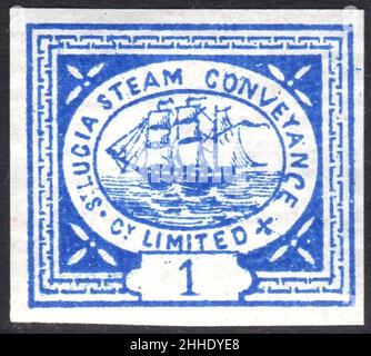 St. Lucia Steam Conveyance Company Limited 1 Pence Stempel c. 1872. Stockfoto