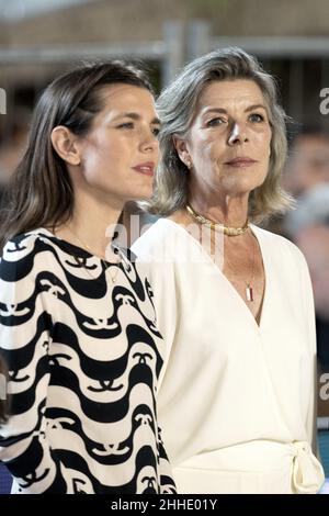 Datei Foto vom 03. Juli 2021 von Prinzessin Caroline von Hannover und Charlotte Casiraghi besuchen 15th internationale Monte-Carlo Jumping in Monte-Carlo, Monaco. - Caroline de Monaco feiert am Sonntag, den 23. Januar, ihren 65th. Geburtstag. Foto von David Niviere/ABACAPRESS.COM Stockfoto