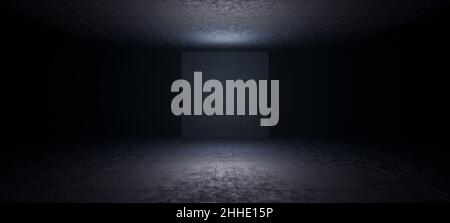 Artificial Intelligence Empty Alien Studio Glow with Black Colors with Space for Products Used as Wallpaper 3D Illustration Stockfoto