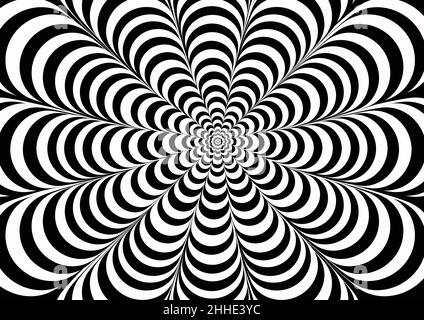 Schwarz-weiße Optik Illusion Blume Form Hintergrund für die Dekoration Stockfoto