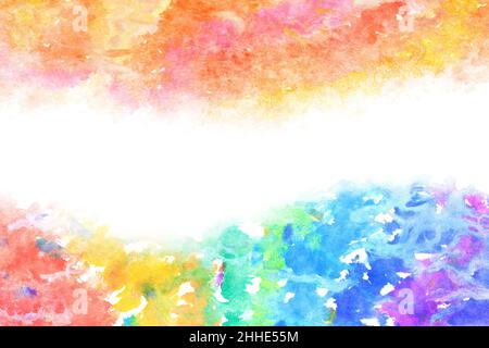 Abstrakte Regenbogenfarbe Linie, natürliche Grunge Aquarell Textur Hintergrund, Illustration, Frühling Bild Stockfoto
