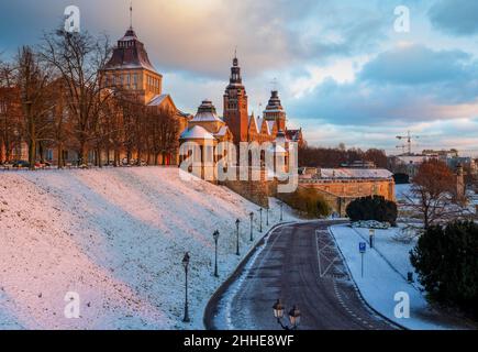 Haken Terrasse in Stettin an einem Wintermorgen Stockfoto