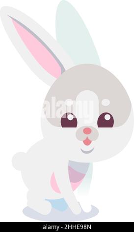Kleines weißes Kaninchen. Niedliche Cartoon Hase Charakter Stock Vektor