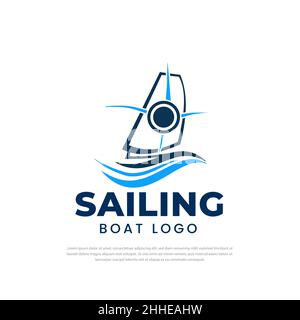 Vektor-Illustration von Segelschiff Logo Design-Vorlage, Sonne-Symbol Stock Vektor