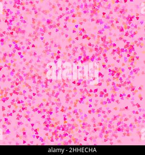 Einfache Herzen nahtloses Muster. Valentinstag Hintergrund. Flaches Design endlose chaotische Textur aus winzigen Herz-Silhouetten. Rottöne. Stockfoto