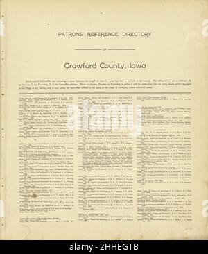 Standardatlas von Crawford County, Iowa - inklusive einem Plat-Buch der Dörfer, Städte und Townships des County, Karte des Staates, der Vereinigten Staaten und der Welt, Gönnerverzeichnis, Referenz Stockfoto