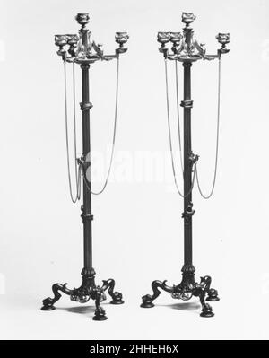 Vier-Licht-Leuchter (einer von einem Paar) modelliert ca. 1845, Besetzung wahrscheinlich 1864–75 Antoine-Louis Barye Französisch. Vier-Licht-Leuchter (einer von einem Paar) 236756 Stockfoto