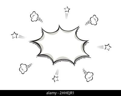 Sprechblasen mit Wolken und Sternen Vektordarstellung. Leere Comic Retro Dialog Ballon für Talk Chat Kommunikation, Kunst denken Nachrichten Vorlage, h Stock Vektor