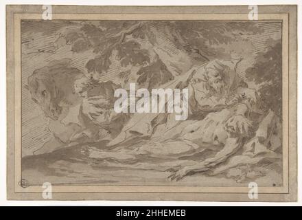 Der Barmherzige Samariter 1689–1767 Gaspare Diziani Italienisch. Der Barmherzige Samariter 339996 Stockfoto