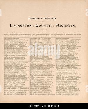 Standardatlas von Livingston County, Michigan - einschließlich eines Plat-Buches der Dörfer, Städte und Townships des County, Landkarte des Staates, der Vereinigten Staaten und der Welt, Bauernverzeichnis, Referenz Stockfoto