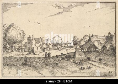 Dorfstraße, Tafel 20 von Regiunculae et Villae aliquot Ducatus Brabantiae ca. 1610 Claes Jansz. Visscher Niederländisch. Dorfstraße, Tafel 20 von Regiunculae et Villae aliquot Ducatus Brabantiae 415298 Stockfoto