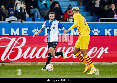 Luis Ria von Deportivo Alaves während des Fußballspiels der spanischen Meisterschaft La Liga zwischen Deportivo Alaves und dem FC Barcelona am 23. Januar 2022 im Mendizorroza-Stadion in Vitoria, Spanien - Foto: Inigo Larreina/DPPI/LiveMedia Stockfoto