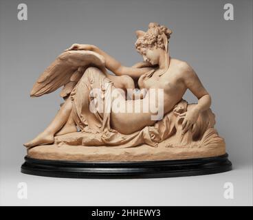 LEDA und der Schwan Ca. 1870 Albert-Ernest Carrier-Belleuse der französische Carrier-Belleuse, am besten bekannt als der Arbeitgeber von Rodin, war ein wesentlicher Teilnehmer des eklektischen Second Empire-Stils. Hier vereint er Elemente scheinbar unversöhnlicher Gegensätze: Die Komposition eines brütenden, von Michelangelo zurückliegenden Ledas aus einem durch Kopien vertrauten verlorenen Gemälde und die ausgefallenen Attribute und die schwelende Linie der Diana von Fontainebleau, einem französischen manieristischen Marmor im Louvre, der Jean Goujon lange zugeschrieben wurde. Die Ansätze von Carrier zum Umgang mit der Oberfläche und zum Charakter des Dramas sind unbeschwert, Stockfoto