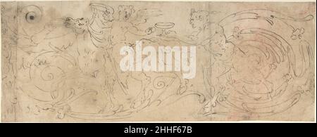 Frieze mit Acanthus Rinceau mit Grotesken 16th Jahrhundert Anonym, Italienisch, zweite Hälfte des 16th. Jahrhunderts Italienisch. Frieze mit Acanthus Rinceau mit Grotesken 363214 Stockfoto