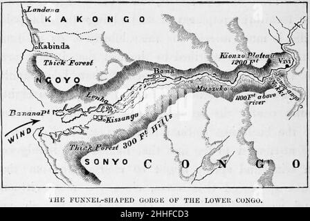 Stanley Gründung des Kongo Free State 292 die trichterförmige Schlucht des Unterkongo. Stockfoto