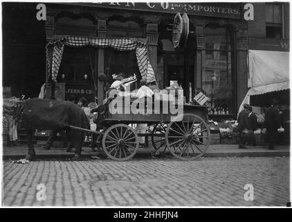 Beginnend in der Früh. Verkauf von Gemüse auf dem Markt. Boston, Mass. Stockfoto