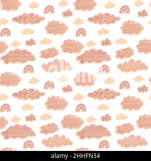 Nahtloses Muster mit handgezeichneten Wolken. Niedlichen Kindergarten Hintergrund. Vektorgrafik. Stock Vektor