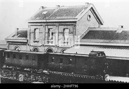 Bahnhof Zarren 1910. Stockfoto