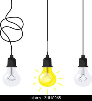 Animation der Lampe ausbrennen. Neue Idee Illustration Vektor-Design. Idee denken Effekt, animierte Licht Lampe Energie isoliert, Glühbirne Strom Stock Vektor