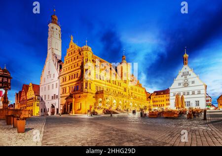 Rothenburg ob der Tauber, Deutschland. Schöne bayerische Stadt Rothenburg ob der Tauber, Frankenische historische Region Europas. Stockfoto