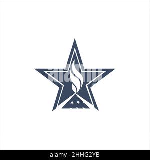 Brennende Fackel vor dem Hintergrund von Sternen. Memorial Day. American National-feierliche Ikone, Symbol. Isoliertes Vektor-Illustrationselement. Stock Vektor