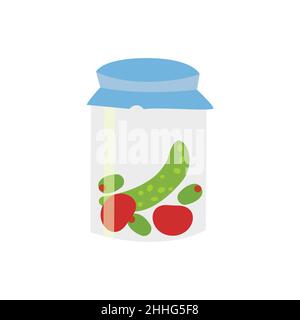 Gurken und Tomaten im Glas-Design. Eine Sammlung von Vektoren Stock Vektor