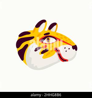 Tiger Vektor Kopf, Cartoon Tiger lustige Gesicht auf weißem Hintergrund. Stock Vektor