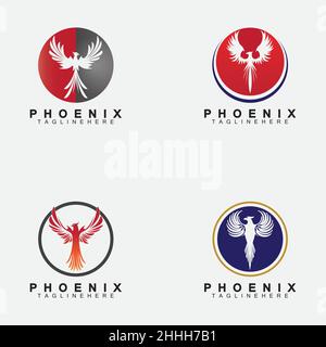 Set Phoenix Logo Vektor Illustration Design Template Stock Vektor