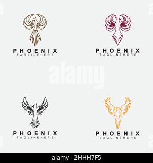 Set Phoenix Logo Vektor Illustration Design Template Stock Vektor