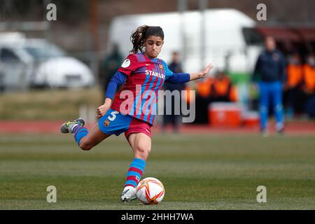 Jana Fernandez vom FC Barcelona während des spanischen Frauen-Supercups, dem Final Football Match zwischen dem FC Barcelona und Atletico de Madrid am 23. Januar 2022 in Ciudad del Futbol in Las Rozas, Madrid, Spanien - Foto: Oscar Barroso/DPPI/LiveMedia Stockfoto