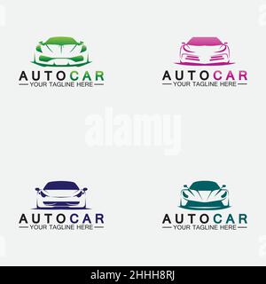 Set Auto Auto Logo Design mit Konzept Sportwagen Fahrzeug Symbol Silhouette.Vektor Illustration Design Vorlage. Stock Vektor