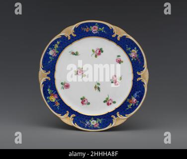 Platte (assiette à paletten) 1771 Sèvres Manufakturfranzösisch. Platte (Palette à paletten). Französisch, Sèvres. 1771. Weiches Porzellan. Keramik-Porzellan Stockfoto