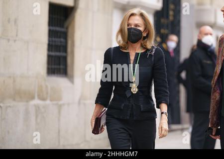 Madrid, Spanien. 24th Januar 2022. Alicia Koplowitz nimmt an der Verleihung der Ehrenmedaille 2021 der Königlichen Akademie der Schönen Künste von San Fernando in Madrid Teil. Kredit: SOPA Images Limited/Alamy Live Nachrichten Stockfoto