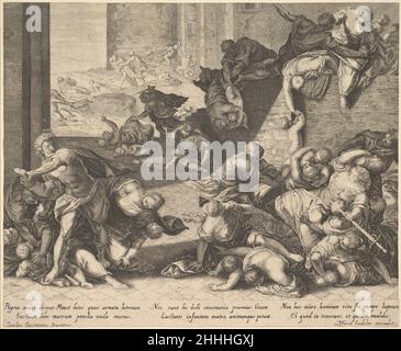 Massaker der Unschuldigen, reduzierte und umgekehrte Kopie nach Aegidius Sadeler 1600 – 1629 Anonymous. Massaker der Unschuldigen, reduzierte und umgekehrte Kopie nach Aegidius Sadeler 399202 Stockfoto