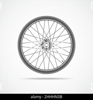 Radsymbol, isoliert auf hellem Hintergrund. Graues Radschild in flachem Design.Vektor-Illustration. Stock Vektor