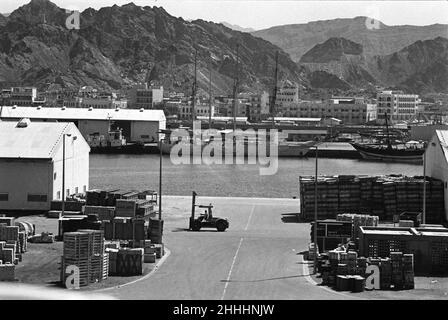 Schoner 'Shabab Oman' in Port Sultan Qaboos, Maskat, Oman, Mai 1978 Stockfoto