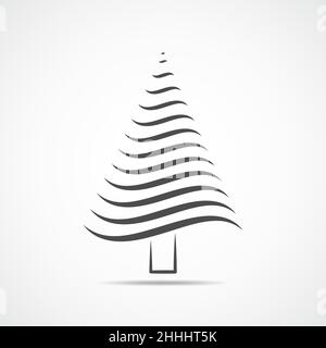 Symbol für den Tannenbaum-Umriss. Vektorgrafik. Graue Tanne in flacher Ausführung Stock Vektor