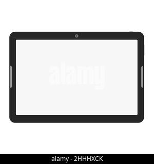 Moderner Touchscreen Tablet-Computer auf weißem Hintergrund isoliert. Tablet-Computer mit weißem Bildschirm. Vektorgrafik. Stock Vektor