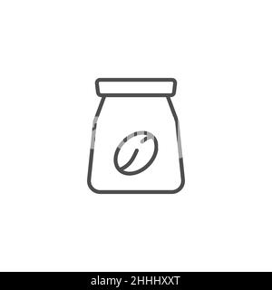 Kaffeebohnenbeutel Umriss Symbol. Lineare Stil Zeichen für mobile Konzept und Web-Design. Kaffee-Paket einfache Linie Vektor-Symbol. Symbol, Logo-Illustration. P Stock Vektor