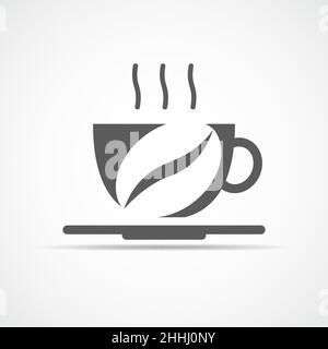 Kaffeetassen-Ikone in flachem Design. Vektorgrafik. Graues Kaffeetassensymbol isoliert Stock Vektor
