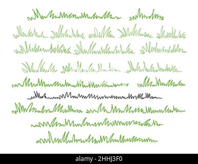 Abstrakte Wiesenlinie mit Gras. Fortlaufende einzeilige Zeichnung. Vektorgrafik Natur Stock Vektor